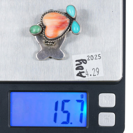 Jeff Largo Navajo sterling silver spiny oyster, turquoise clip-on earrings - Estate Fresh Austin