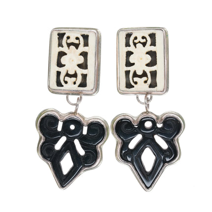 GG Southwestern Artisan sterling silver carved earrings - Estate Fresh Austin