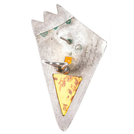 1990's Santa Fe Artisan Multi Gemstone sterling silver earrings - Estate Fresh Austin