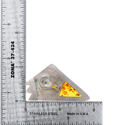 1990's Santa Fe Artisan Multi Gemstone sterling silver earrings - Estate Fresh Austin