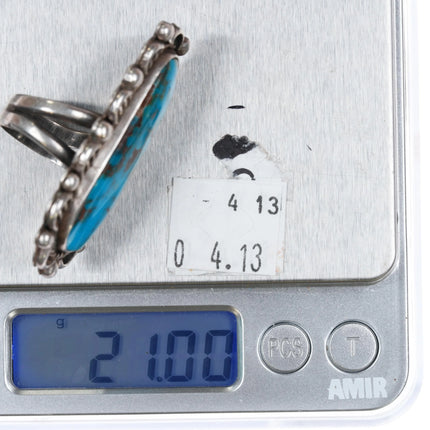 sz7 Large vintage Navajo high grade American turquoise ring sterling silver - Estate Fresh Austin