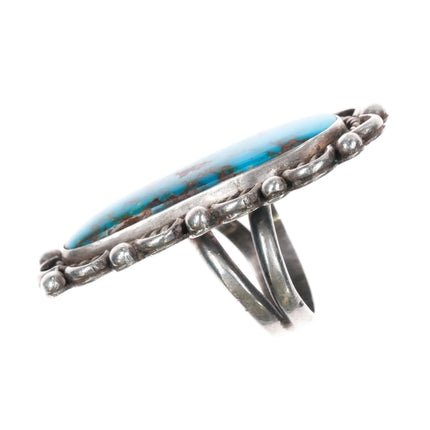 sz7 Large vintage Navajo high grade American turquoise ring sterling silver - Estate Fresh Austin