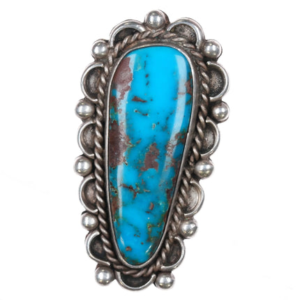 sz7 Large vintage Navajo high grade American turquoise ring sterling silver - Estate Fresh Austin