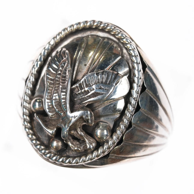sz13 Silver Ray Navajo sterling silver eagle ring - Estate Fresh Austin