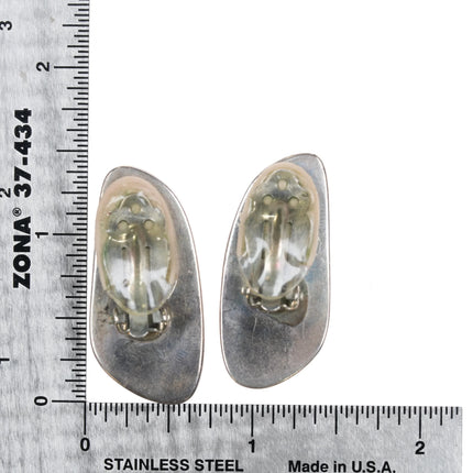 Large Vintage Navajo sterling turquoise clip on earrings - Estate Fresh Austin