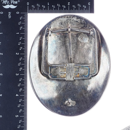 Huge Sterling silver high grade turquoise, coral, fossil belt buckle - Estate Fresh Austin