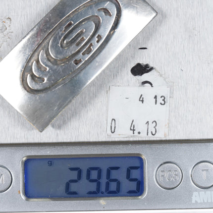 Vintage Mid Century Hopi or Navajo Sterling silver belt buckle w/overlay design - Estate Fresh Austin