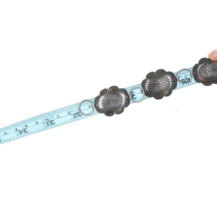 c1940's Navajo Fred Harvey sterling silver link concho belt hand stamped - Estate Fresh Austin