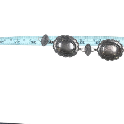 c1940's Navajo Fred Harvey sterling silver link stamped concho belt - Estate Fresh Austin
