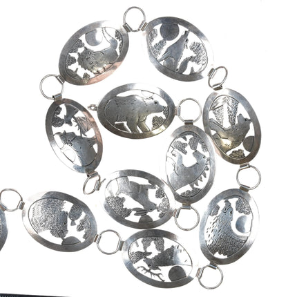 Floyd Becenti Navajo sterling silver hand engraved animals link concho belt - Estate Fresh Austin