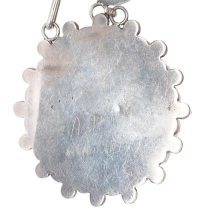 Andrew Dewa Zuni sterling silver carved inlaid Sunface necklace - Estate Fresh Austin