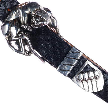 1.5" 1993 Kokopelli Designs Sterling silver Jaguar Ranger belt buckle set - Estate Fresh Austin