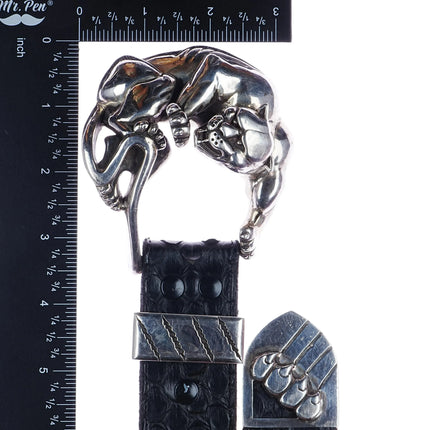 1.5" 1993 Kokopelli Designs Sterling silver Jaguar Ranger belt buckle set - Estate Fresh Austin