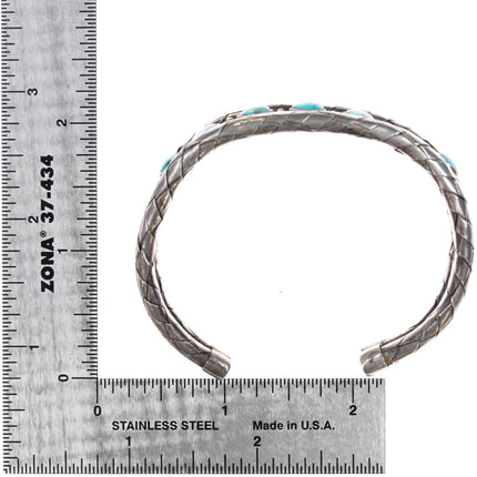 6.75" 40's-50's Vintage Native American Braided Silver turquoise bracelet - Estate Fresh Austin