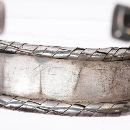 6.75" 40's-50's Vintage Native American Braided Silver turquoise bracelet - Estate Fresh Austin