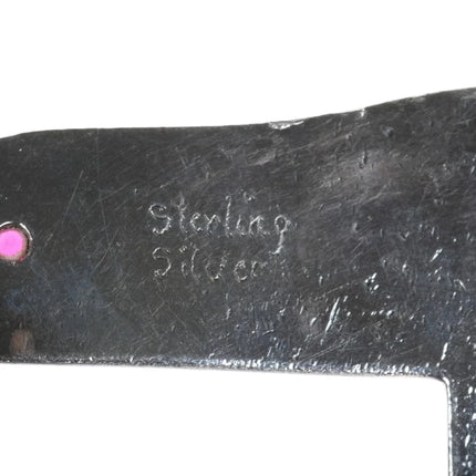 Large 1.5" R Initial Sterling silver Rubies Ranger belt buckle set MAC 1991 - Estate Fresh Austin