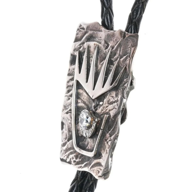 c1960 Southwestern sterling silver, diamond, and cz bolo tie - Estate Fresh Austin