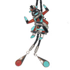 c1970 Zuni Sterling silver Multi-stone channel inlay Rainbow Man bolo tie - Estate Fresh Austin