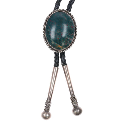 1992 Sterling silver Jasper southwestern bolo tie w/fancy tips - Estate Fresh Austin