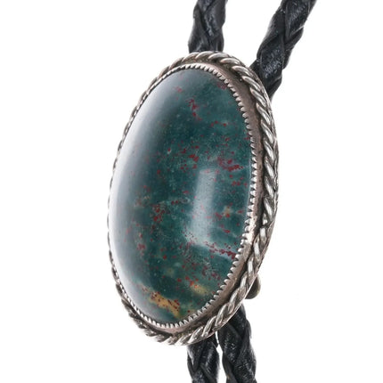 1992 Sterling silver Jasper southwestern bolo tie w/fancy tips - Estate Fresh Austin