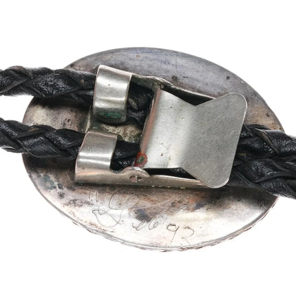 1992 Sterling silver Jasper southwestern bolo tie w/fancy tips - Estate Fresh Austin