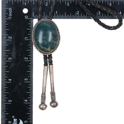 1992 Sterling silver Jasper southwestern bolo tie w/fancy tips - Estate Fresh Austin