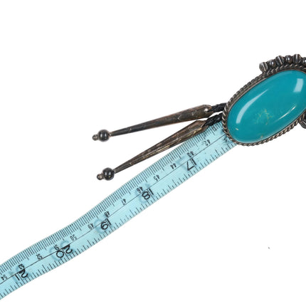 c1960 c-31 Sterling silver and turquoise southwestern bolo tie - Estate Fresh Austin