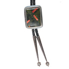 Southwestern Santo Domingo inlay turquoise/spiny oyster sterling silver bolo tie - Estate Fresh Austin