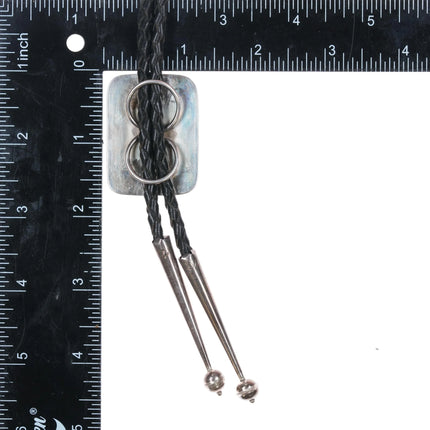 Southwestern Santo Domingo inlay turquoise/spiny oyster sterling silver bolo tie - Estate Fresh Austin