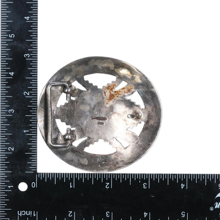 Vintage Sterling silver Navajo turquoise and spiny oyster 1.5" Belt buckle - Estate Fresh Austin