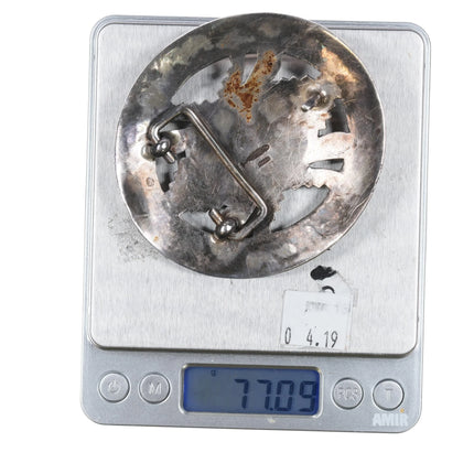 Vintage Sterling silver Navajo turquoise and spiny oyster 1.5" Belt buckle - Estate Fresh Austin