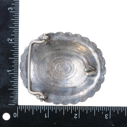 50's-60's Navajo sterling silver concho style high grade turquoise belt buckle - Estate Fresh Austin