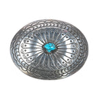 MJ Navajo sterling silver and turquoise heavily stamped belt buckle - Estate Fresh Austin