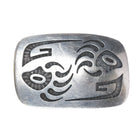 Bernard Dawahoya Hopi Sterling silver belt buckle bear claw overlay design - Estate Fresh Austin