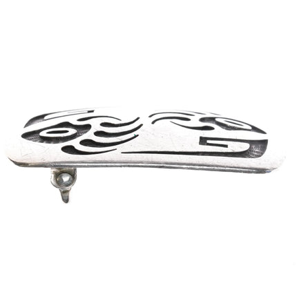 Bernard Dawahoya Hopi Sterling silver belt buckle bear claw overlay design - Estate Fresh Austin