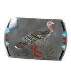 Dale Edaakie Zuni sterling silver turkey carved inlay belt buckle - Estate Fresh Austin