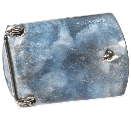 Dale Edaakie Zuni sterling silver turkey carved inlay belt buckle - Estate Fresh Austin