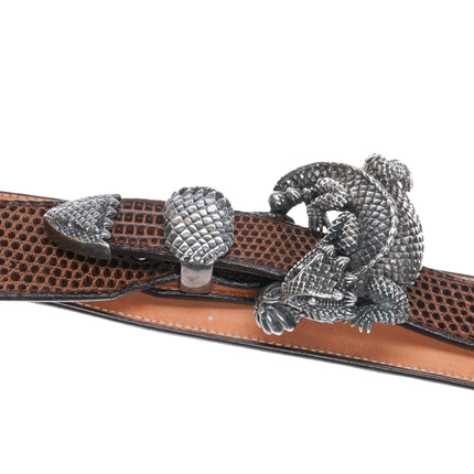 1990's Sterling silver Horny Toad ranger belt buckle set - Estate Fresh Austin