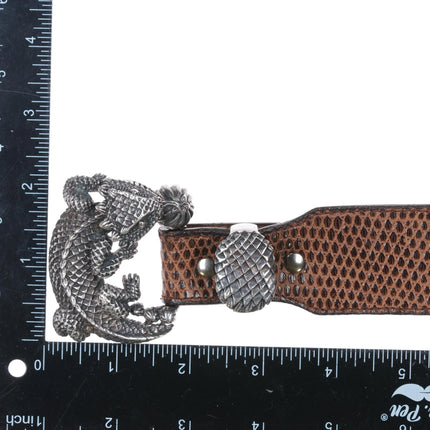 1990's Sterling silver Horny Toad ranger belt buckle set - Estate Fresh Austin
