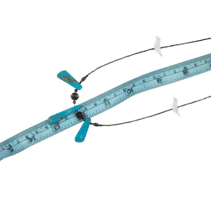 1970's Zuni sterling silver, turquoise, carved shell fetish birds necklace - Estate Fresh Austin