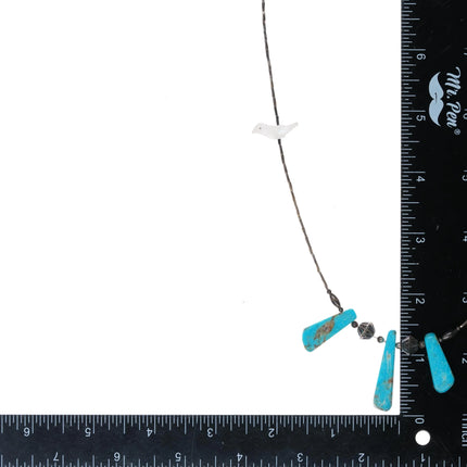 1970's Zuni sterling silver, turquoise, carved shell fetish birds necklace - Estate Fresh Austin