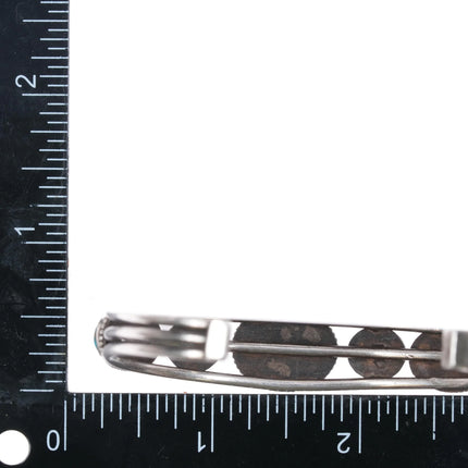 7" 30's-40's Navajo sterling silver Royston Turquoise 3 stone cuff bracelet - Estate Fresh Austin