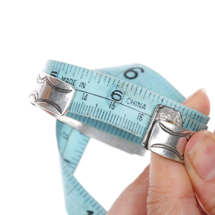 7" 30's-40's Navajo sterling silver Blue Gem Turquoise 3 stone cuff bracelet - Estate Fresh Austin