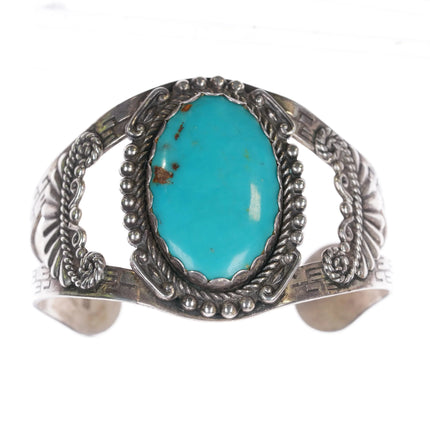 6.65" c1950 Maisels Sterling silver and turquoise southwestern cuff bracelet - Estate Fresh Austin