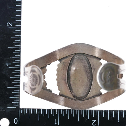 6.65" c1950 Maisels Sterling silver and turquoise southwestern cuff bracelet - Estate Fresh Austin