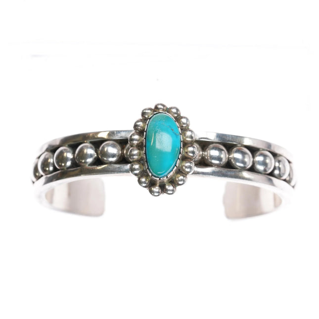 6.5" Jonathan Nez Navajo sterling silver and turquoise cuff bracelet - Estate Fresh Austin