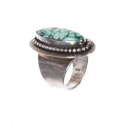sz9.75-adjustable KD Southwestern sterling silver high grade variscite ring - Estate Fresh Austin