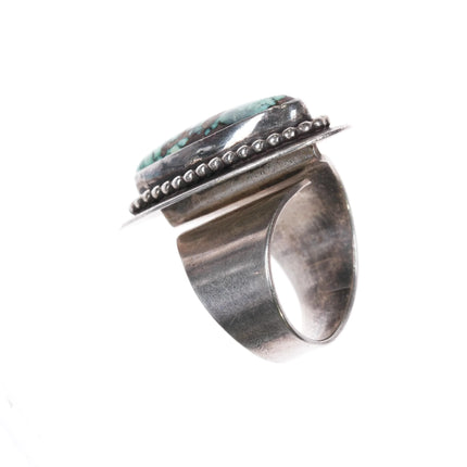 sz9.75-adjustable KD Southwestern sterling silver high grade variscite ring - Estate Fresh Austin