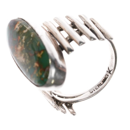 sz8 Kenneth Jones Navajo Kings Manassa turquoise sterling silver modernist ring - Estate Fresh Austin