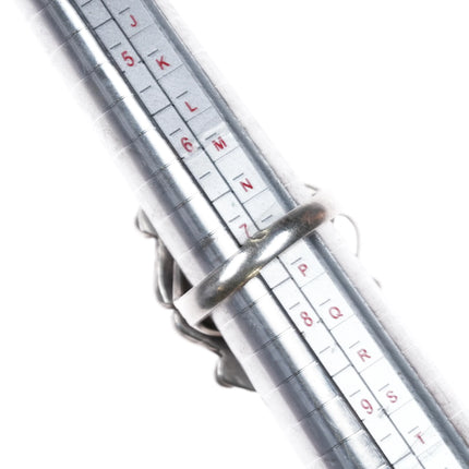 sz7.5 60's-70's Navajo sterling silver large turquoise ring with fancy bezel - Estate Fresh Austin